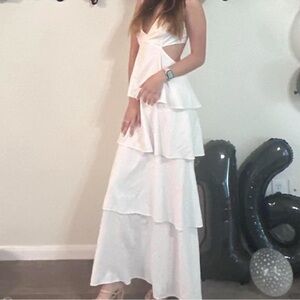 Cutout Ruffle Tiered Maxi Dress